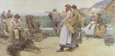 En un pueblo pesquero de Cornualles: salida de la flota hacia el norte, 1886 de Walter Langley